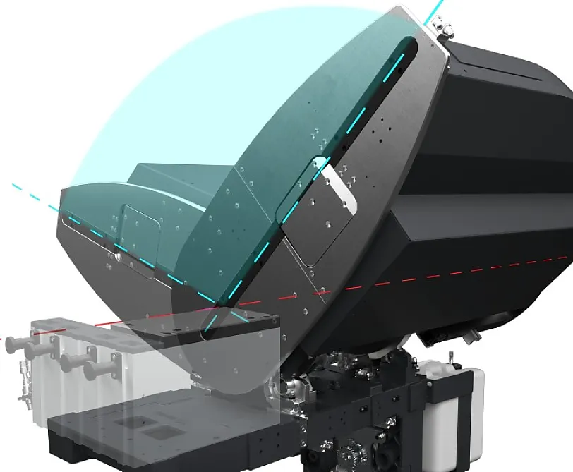 emmegi Precision RS - virtuelle Neigungsachse der Sägeeinheiten